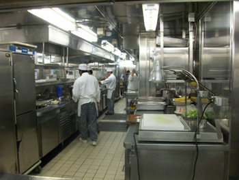 Cruise ship kitchen